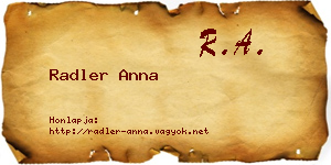 Radler Anna névjegykártya
